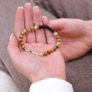 Oceľový náramok s minerálnymi kameňmi achát, jaspis 43080.3