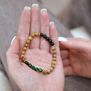 Oceľový náramok s minerálnymi kameňmi achát, jaspis 43080.3