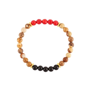 Oceľový náramok s minerálnymi kameňmi achát, jaspis, koral 43080.3
