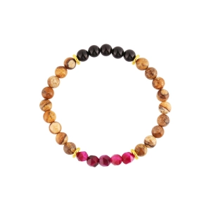 Oceľový náramok s minerálnymi kameňmi achát, jaspis, sp. koral 43080.3