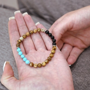 Oceľový náramok s minerálnymi kameňmi achát, jaspis, tyrkys 43080.3