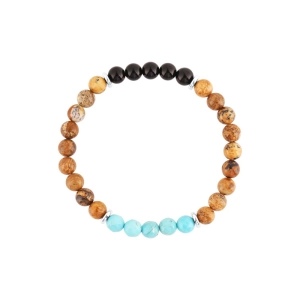 Oceľový náramok s minerálnymi kameňmi achát, jaspis, tyrkys 43080.3