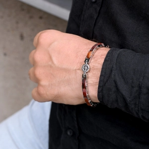 Náramok pánsky kombinácia dreva a ocele 43096.3