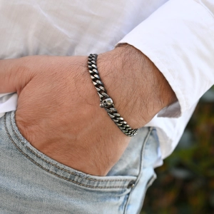 Náramok pánsky z ocele s lebkou 43097.1