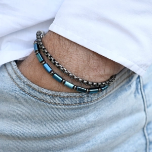 Oceľový náramok s hematitom 43093.3