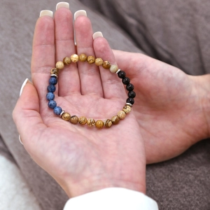 Oceľový náramok s minerálnymi kameňmi achát, jaspis 43080.3