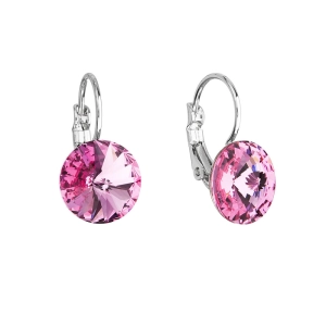 Náušnice bižutérie so Swarovski kryštálmi ružové okrúhle 51002.3 rose
