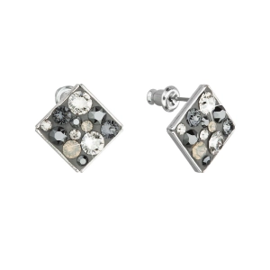 Náušnice bižutérie so Swarovski kryštálmi šedé kosoštvorec 51032.5 silver night