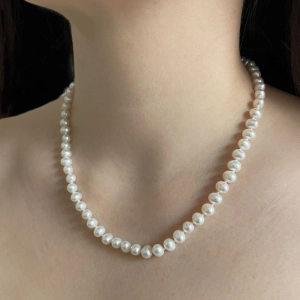 Perlový náhrdelník z pravých riečnych perál biely 22006.1