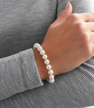 Perlový náramok z pravých riečnych perál biely 23006.1