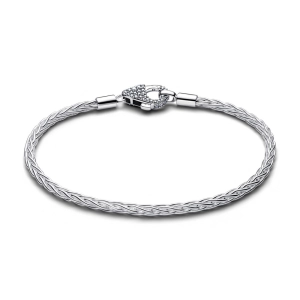 Pandora Strieborný náramok Foxtail s čírym kubickým zirkónom