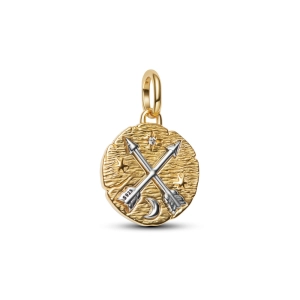 Pandora prívesok prekrížené šípy strieborný a pozlátený 14K zlatom 