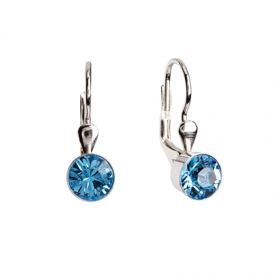 Strieborné náušnice visiace s krištáľmi Swarovski modré okrúhle 31112.3 Strieborné náušnice visiace s krištáľmi Swarovski modré okrúhle 31112.3