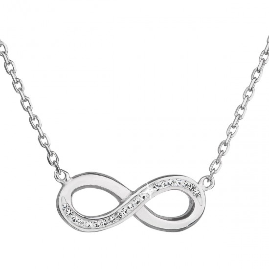 Strieborný náhrdelník s krištáľmi Swarovski biele infinity, osmička-nekonečno 32023.1
