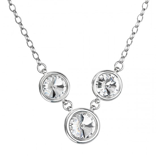 Strieborný náhrdelník s krištáľmi Swarovski biely 32033.1