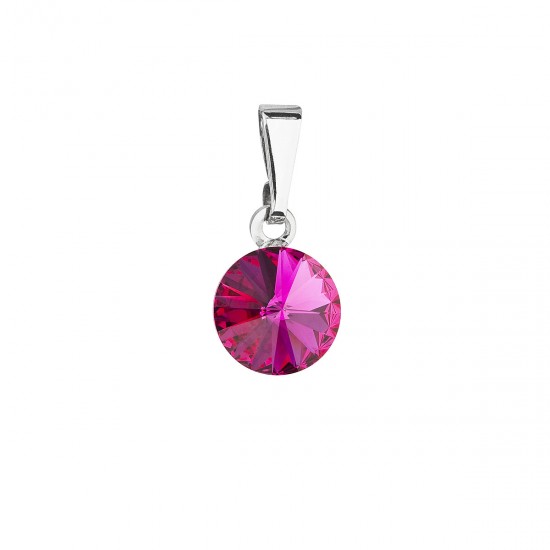 Prívesok bižutéria so Swarovski krištáľmi ružový okrúhly 54018.3 fuchsia