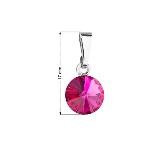 Prívesok bižutéria so Swarovski krištáľmi ružový okrúhly 54018.3 fuchsia