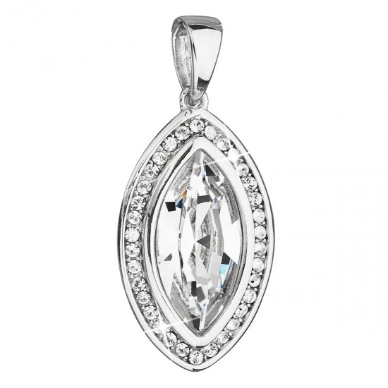 Strieborný prívesok s krištáľmi Swarovski biely ovál 34199.1 Strieborný prívesok s krištáľmi Swarovski biely ovál 34199.1