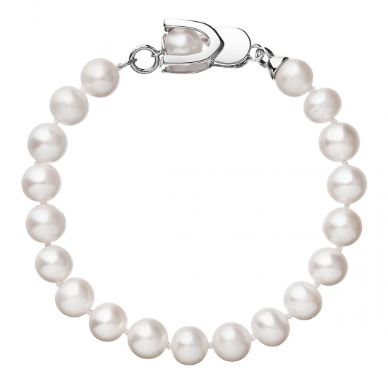 Perlový náramok z pravých riečnych perál biely 23007.1