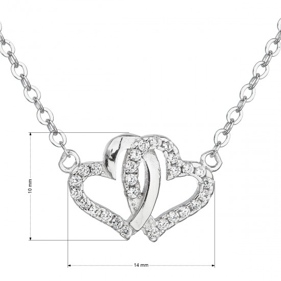 Strieborný náhrdelník so zirkónom biele srdce 12006.1