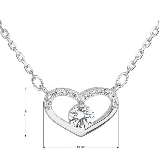 Strieborný náhrdelník so zirkónom biele srdce 12008.1