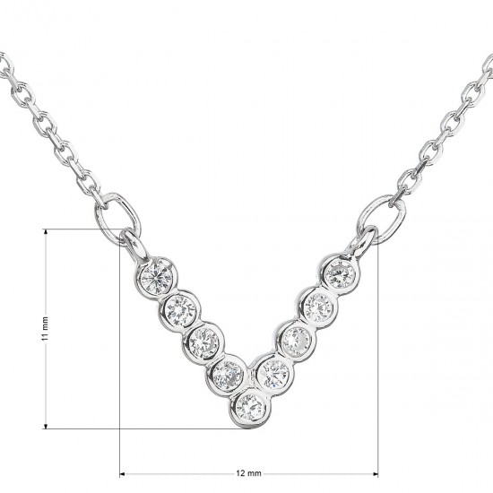 Strieborný náhrdelník so zirkónom v bielej farbe 12025.1