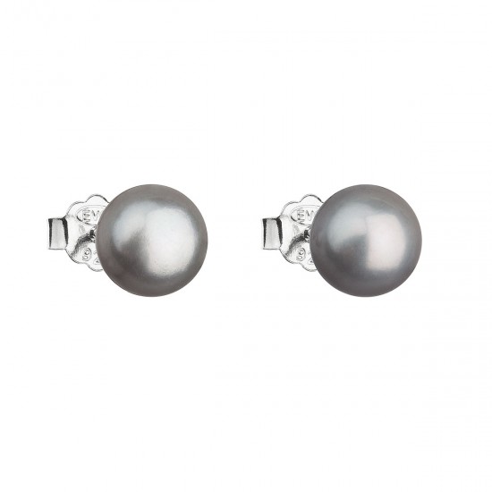 Strieborné náušnice kôstky so šedou riečnou perlou 21042.3
