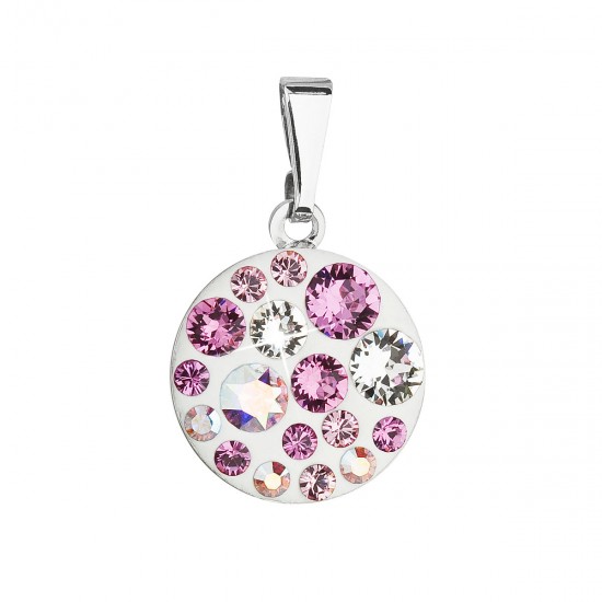 Prívesok bižutéria so Swarovski krištáľmi ružový okrúhly 54023.3 Prívesok bižutéria so Swarovski krištáľmi ružový okrúhly 54023.3