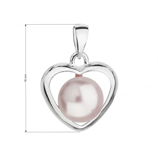 Strieborný prívesok s ružovou perlou srdce 34246.3