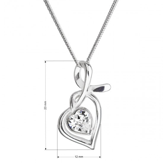 Strieborný náhrdelník so Swarovski kryštálmi srdce biele 32071.1 Strieborný náhrdelník so Swarovski kryštálmi srdce biele 32071.1