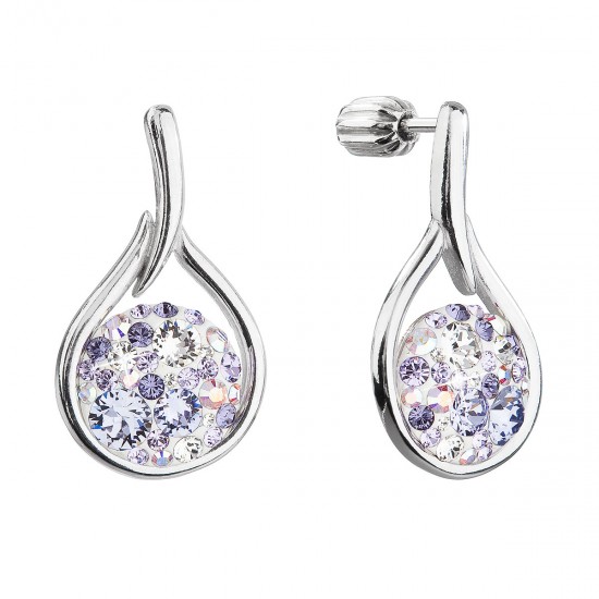 Strieborné visiace náušnice so Swarovski kryštálmi 31305.3 violet