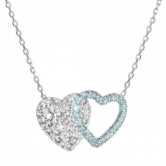 Strieborný náhrdelník dvojité srdce so Swarovski kryštálmi 32079.1 modré Strieborný náhrdelník dvojité srdce so Swarovski kryštálmi 32079.1 modré