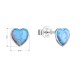 Strieborné náušnice kôstky so syntetickým opálom svetlo modré srdce 11337.3