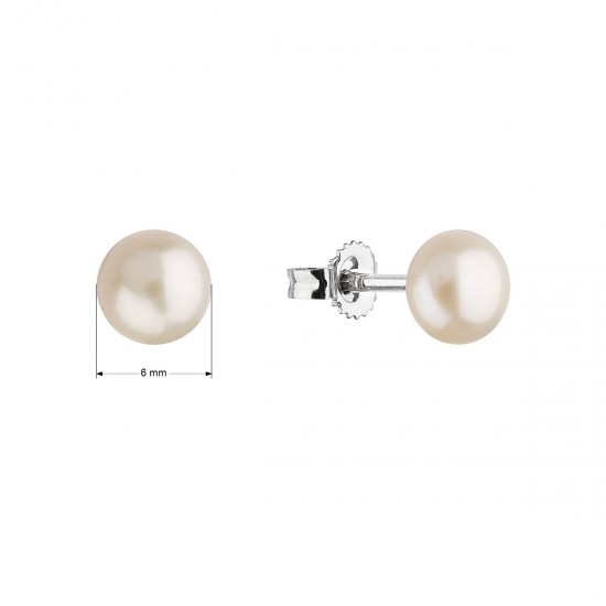 Strieborné náušnice kôstky s bielou riečnou perlou 21063.1