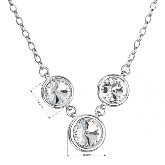 Strieborný náhrdelník so Swarovski kryštálmi guľatý 32033.1 biely