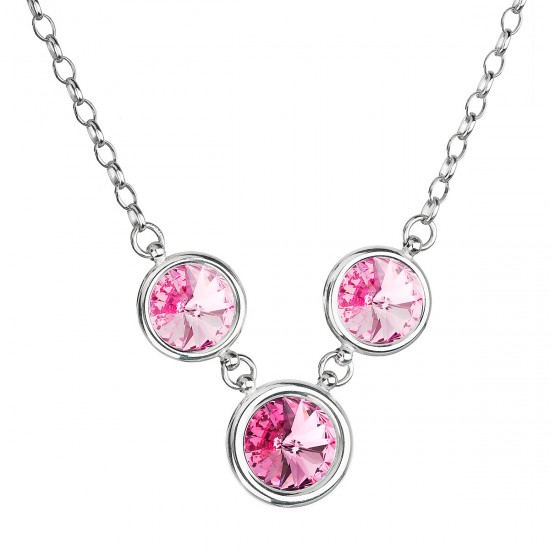 Strieborný náhrdelník so Swarovski kryštálmi guľatý 32033.3 rosa