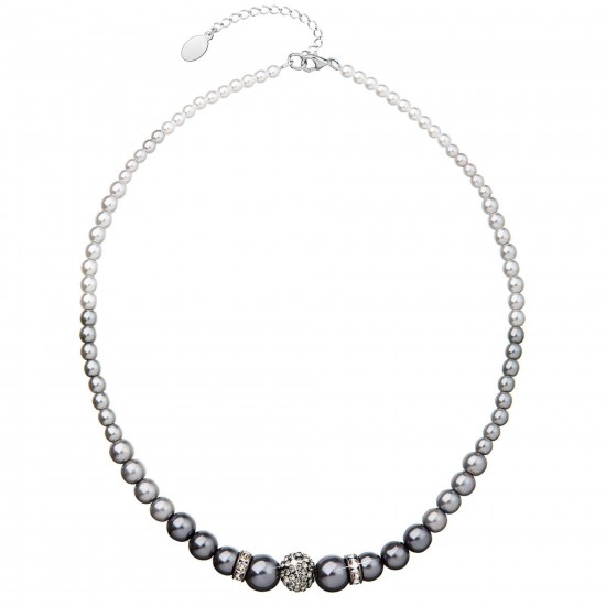 Perlový náhrdelník šedý s Preciosa kryštály 32008.3