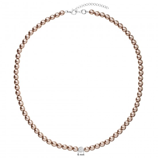 Perlový náhrdelník hnedý s Preciosa kryštály 32063.3