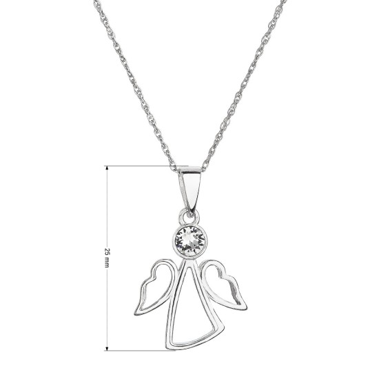 Strieborný náhrdelník anjel so Swarovski kryštálom biely 32082.1 crystal