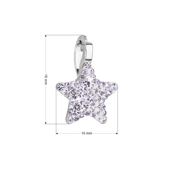 Strieborný prívesok s Preciosa kryštálmi fialová hviezdička 34259.3 violet