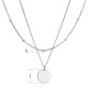 Strieborný náhrdelník dvojradový s placičkou a retiazkou s guličkami 62002