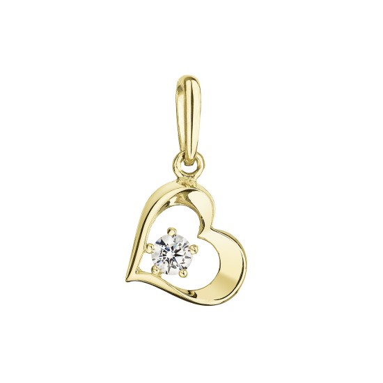 Zlatý 14 karátový prívesok srdce žlté zlato s bielym zirkónom 94Z00012 crystal Zlatý 14 karátový prívesok srdce žlté zlato s bielym zirkónom 94Z00012 crystal