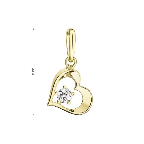 Zlatý 14 karátový prívesok srdce žlté zlato s bielym zirkónom 94Z00012 crystal Zlatý 14 karátový prívesok srdce žlté zlato s bielym zirkónom 94Z00012 crystal