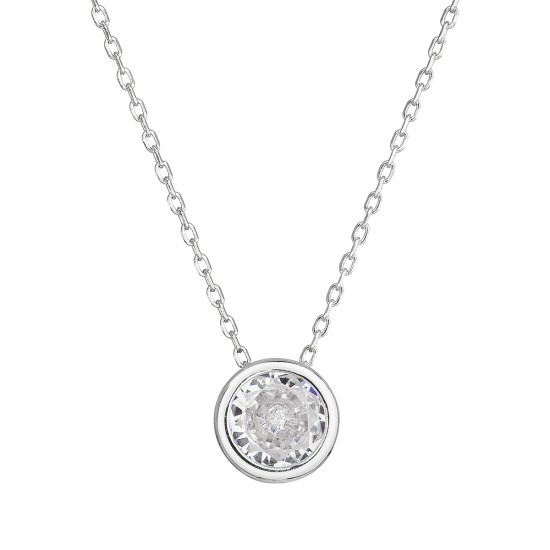 Strieborný náhrdelník so zirkónom v bielej farbe 12051.1 crystal
