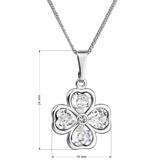 Strieborný náhrdelník s kryštálmi Swarovski štvorlístok 32085.1 crystal