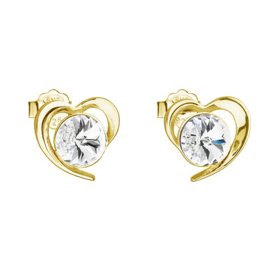 Pozlátené strieborné náušnice pecka s kryštálmi Swarovski biele srdce 31259.1 Au plating Pozlátené strieborné náušnice pecka s kryštálmi Swarovski biele srdce 31259.1 Au plating