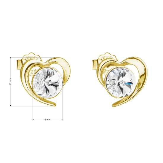 Pozlátené strieborné náušnice pecka s kryštálmi Swarovski biele srdce 31259.1 Au plating Pozlátené strieborné náušnice pecka s kryštálmi Swarovski biele srdce 31259.1 Au plating