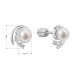 Strieborné náušnice kôstky s riečnou perlou a zirkónmi vír biely 21091.1B