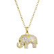 Pozlátený strieborný náhrdelník slon s bielymi zirkónmi 12060.1 Au plating