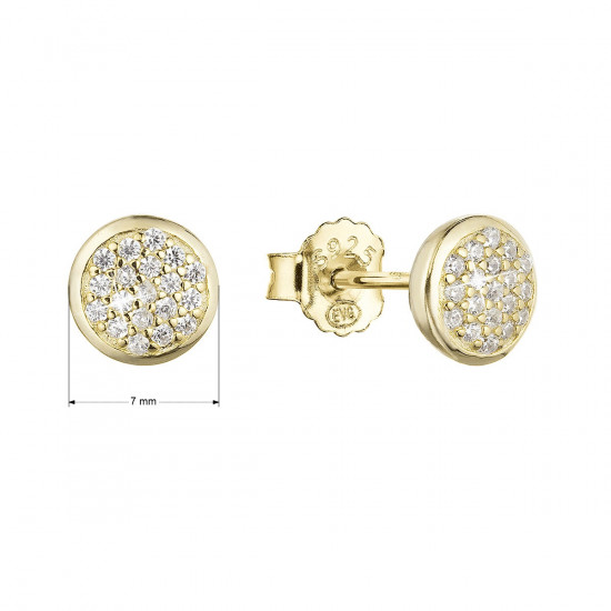 Pozlátené strieborné náušnice kôstky guľaté so zirkónmi 11430.1 crystal Au plating Pozlátené strieborné náušnice kôstky guľaté so zirkónmi 11430.1 crystal Au plating